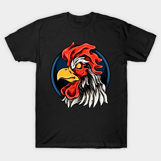 Rooster Head Illustration T-Shirt by andhiika